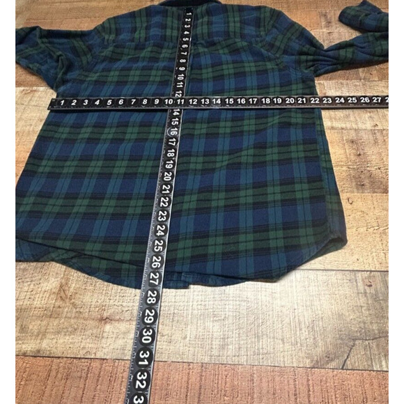 Woolrich Shirt Mens Large Blue Green Plaid Flannel Button Up Long Sleeve Pockets - Picture 2 of 10